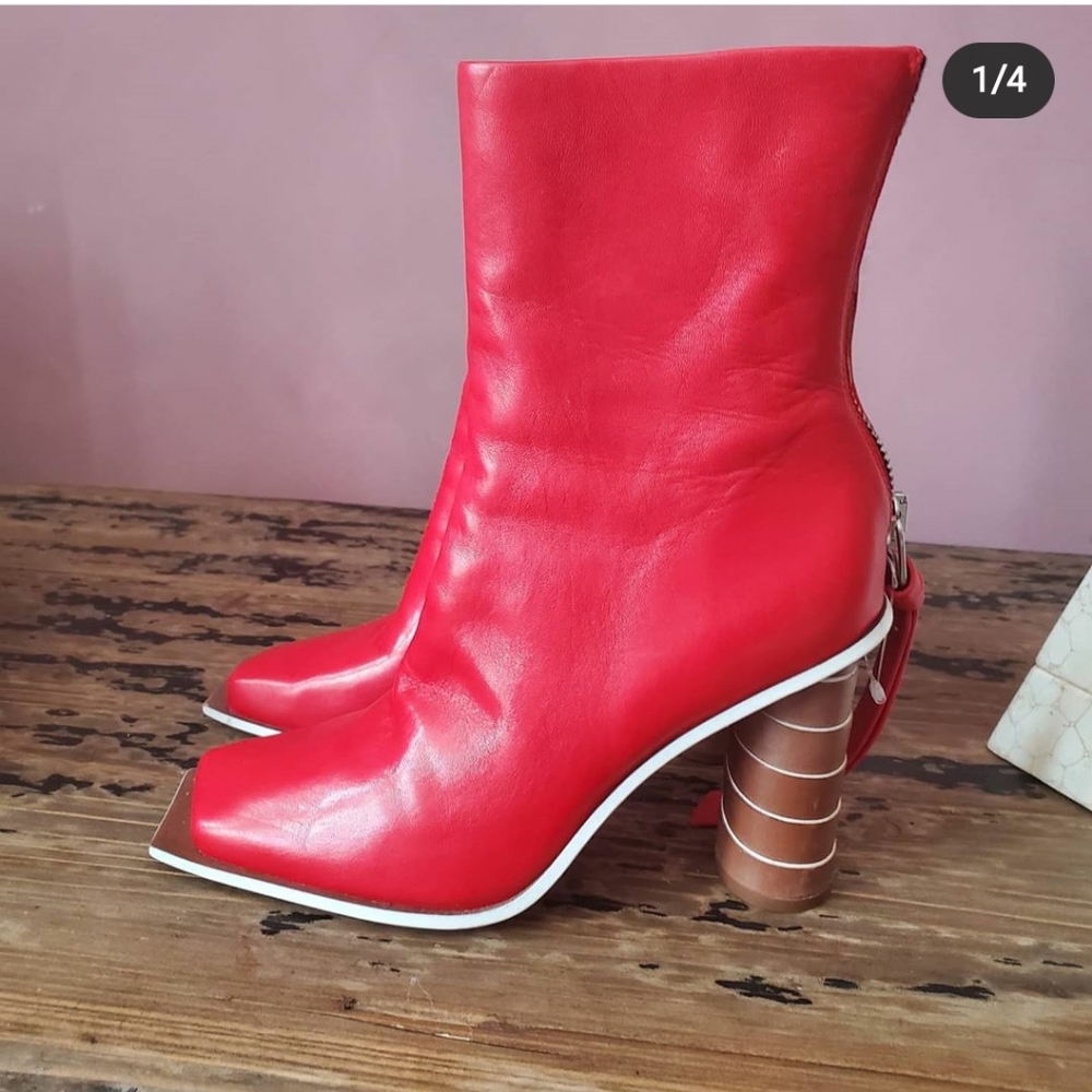 RAG &BONE BEAUTIFUL RED LEATHER BOOTIES - Picture 3 of 4